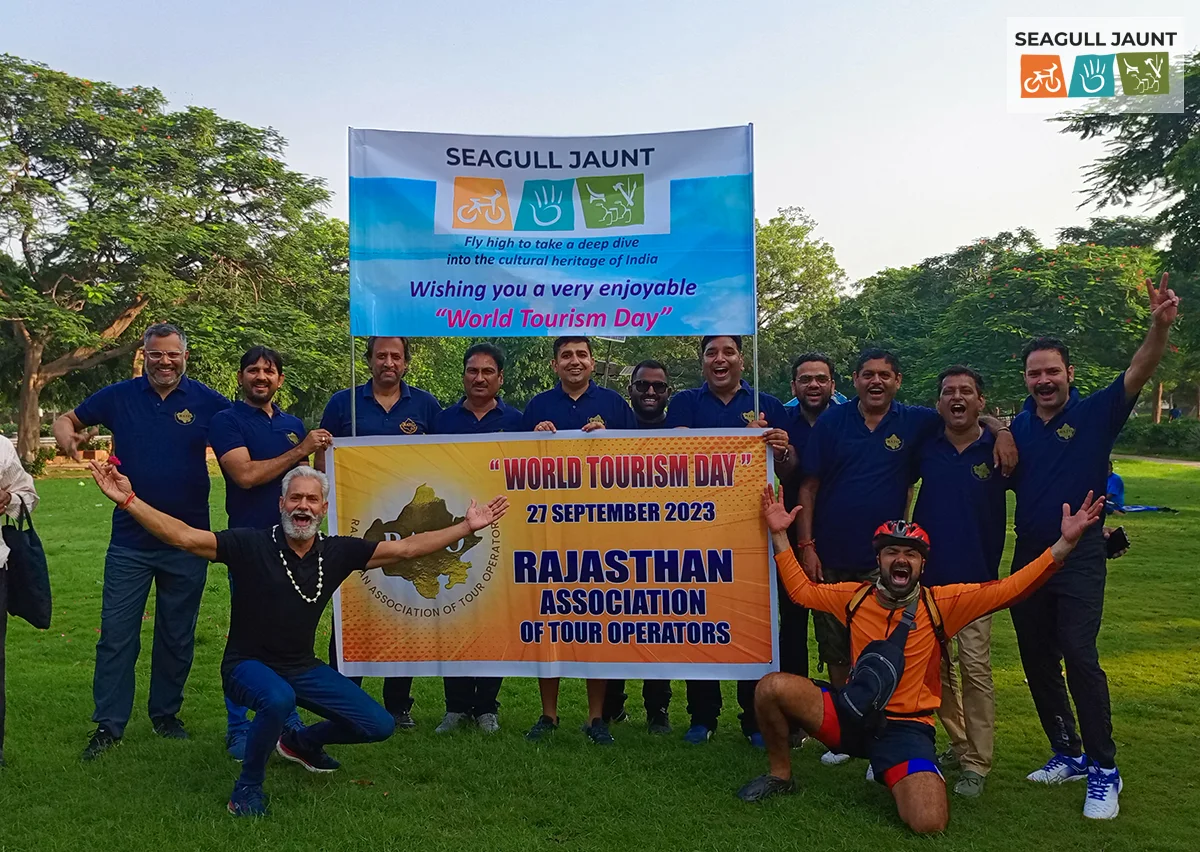 Rajasthan Association of Tour Operators Holding Banner of RTO and Seagull Jaunt both